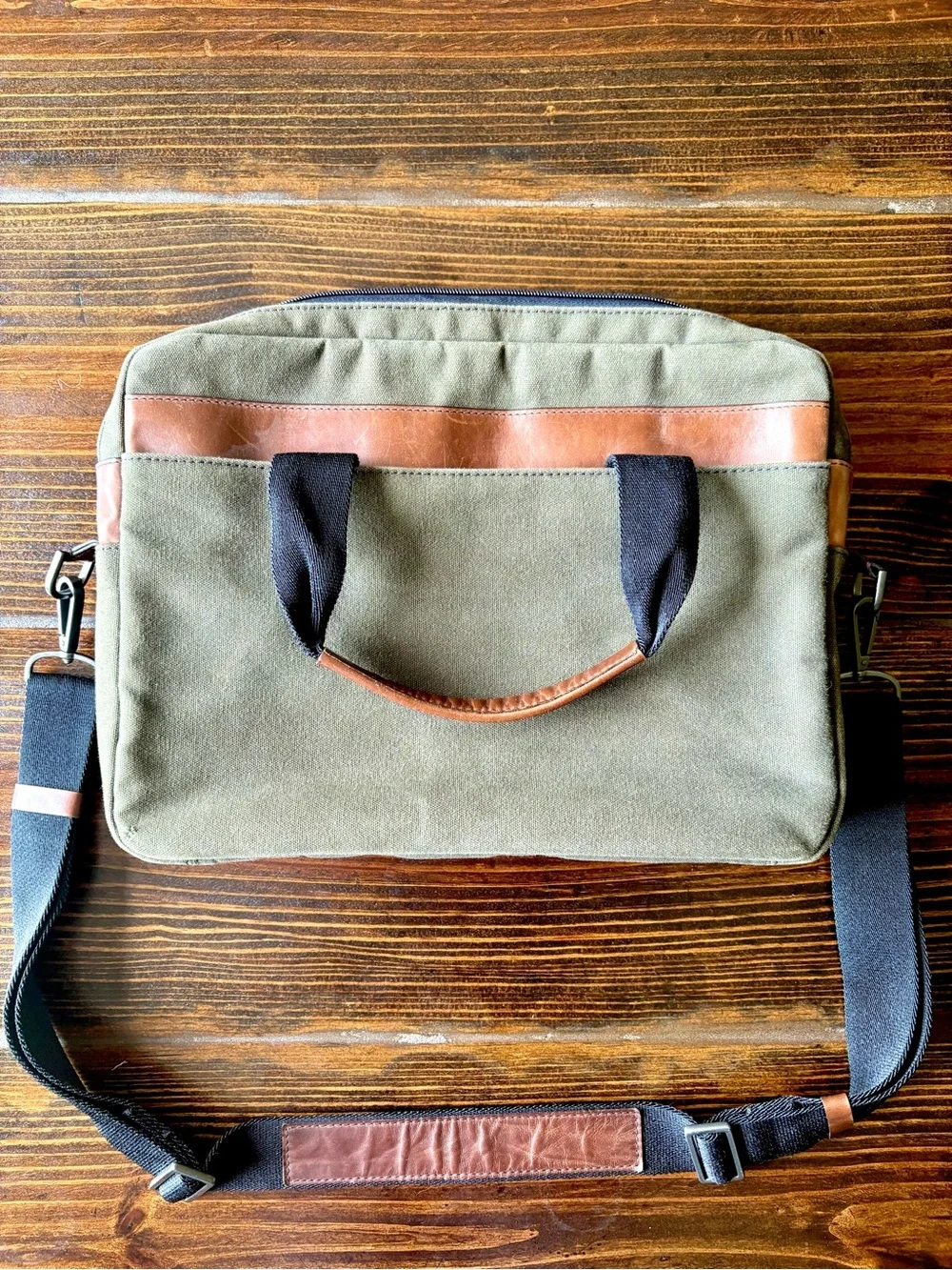 Shinola Mack waxed canvas messenger bag